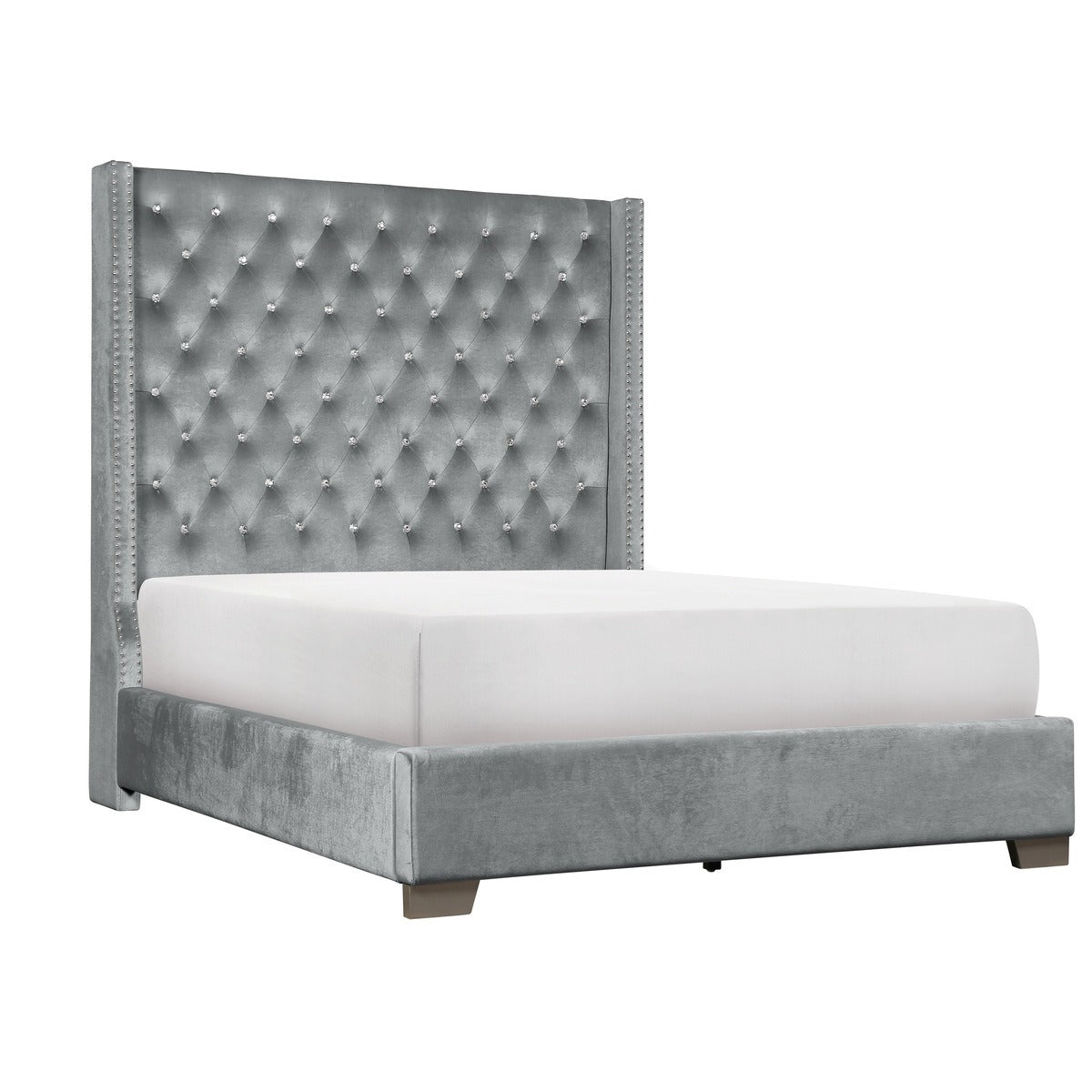 SH228KGRY-1* UPHL VELVET EK BED, GRAY