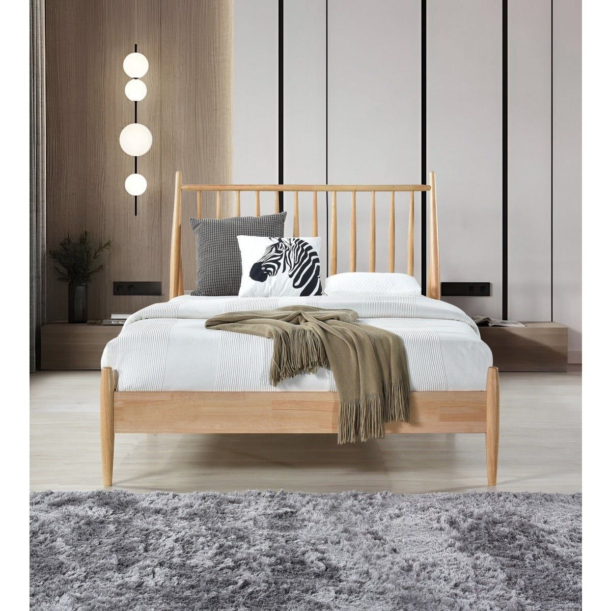 SH2225F-1 FULL SPINDLE WOOD BED, NATURAL FINISH
