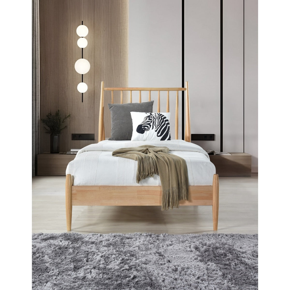 SH2225T-1 TWIN SPINDLE WOOD BED, NATURAL FINISH