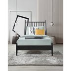 SH2225BLKT-1 TWIN SPINDLE WOOD BED, MATTE BLACK FINISH
