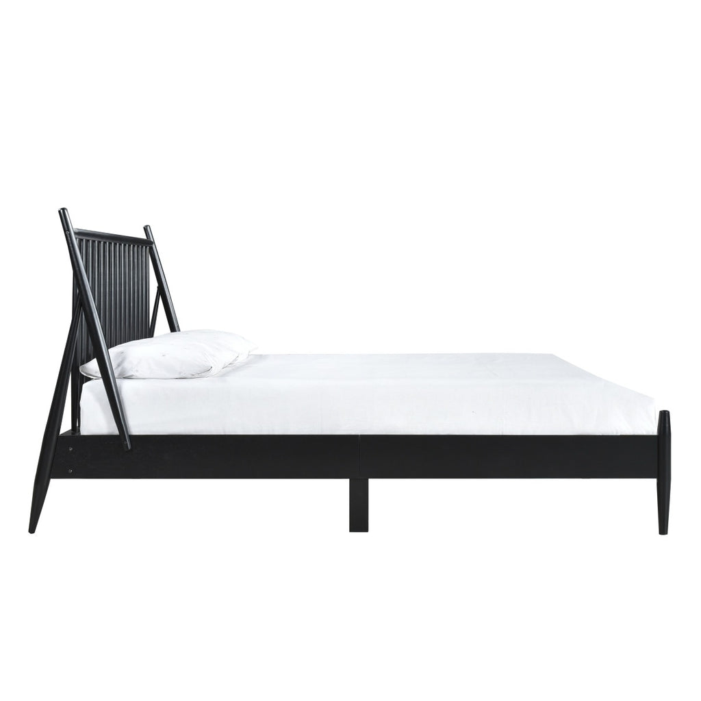 SH2225BLK-1 QUEEN SPINDLE WOOD BED, MATTE BLACK FINISH