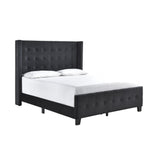 SH2618BLKK-1EK KING BED W/ TUFTED AND W/ SPEAKER & USB/TYPE C, BLACK VELVET