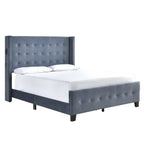 SH2618DGRK-1EK KING BED W/ TUFTED AND W/ SPEAKER & USB/TYPE C, DARK GRAY VELVET