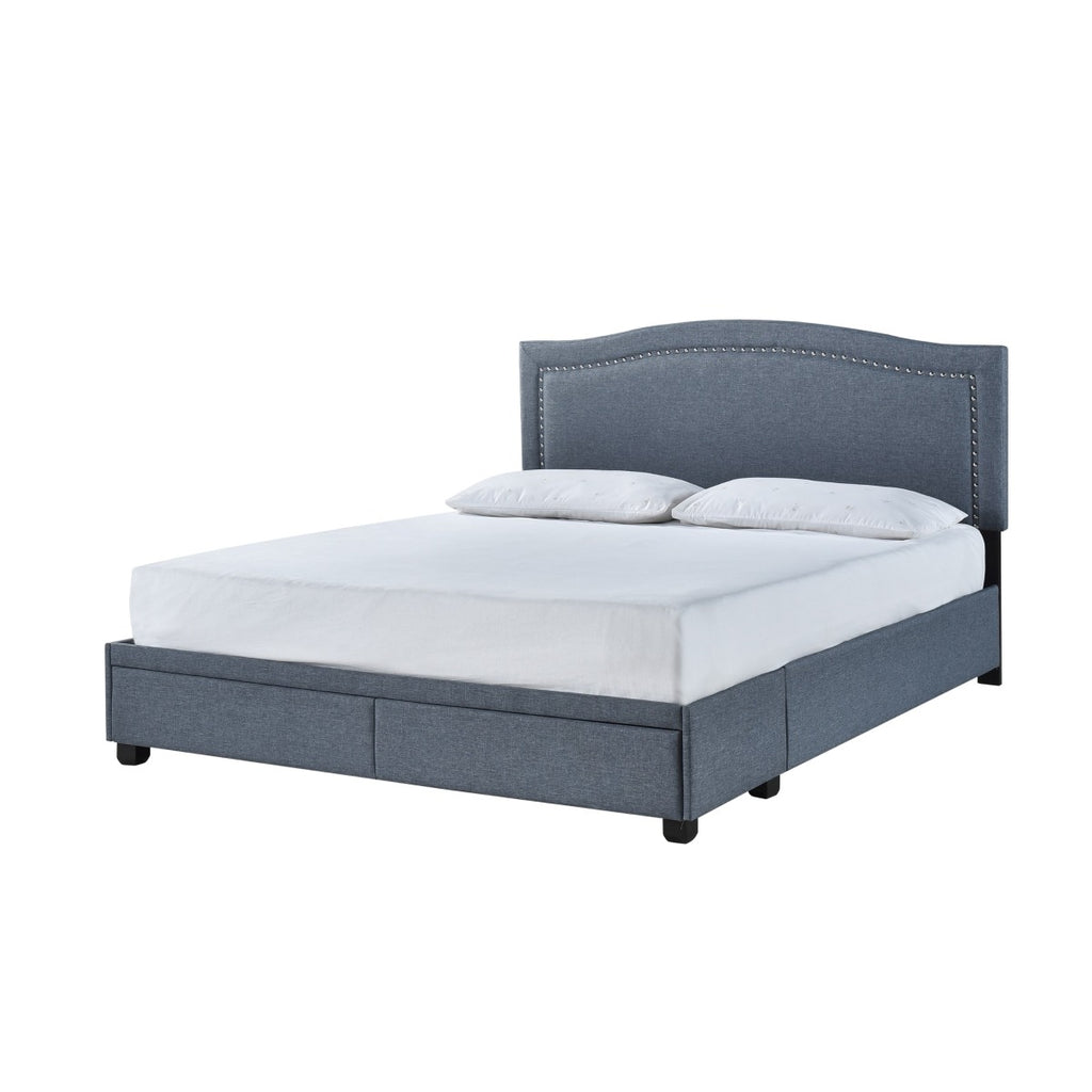 SH2711DGR-1 QUEEN BED W/FB STORAGE, NAILHEAD, 8 SLATS & 3 SUPPORT LEGS, DARK GRAY