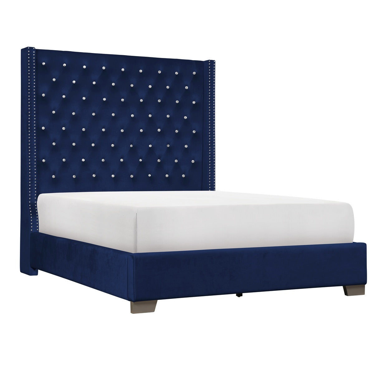 SH228BLU-1* UPHL VELVET QN BED, BLUE