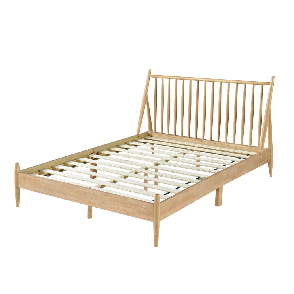 SH2225-1 QUEEN SPINDLE WOOD BED, NATURAL FINISH