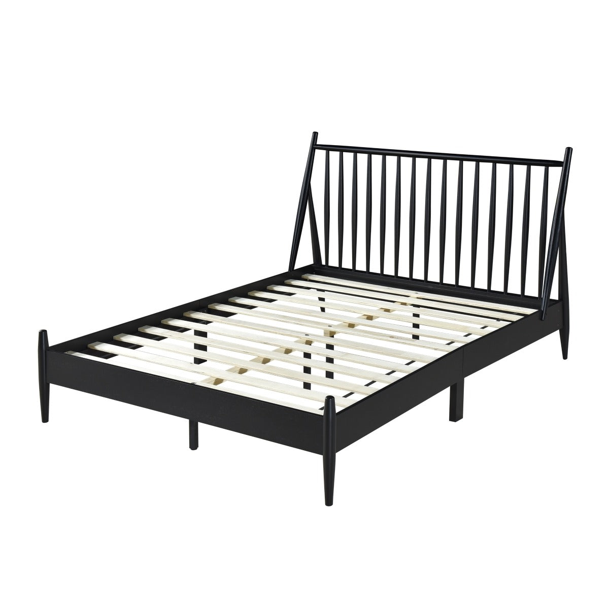 SH2225BLK-1 QUEEN SPINDLE WOOD BED, MATTE BLACK FINISH