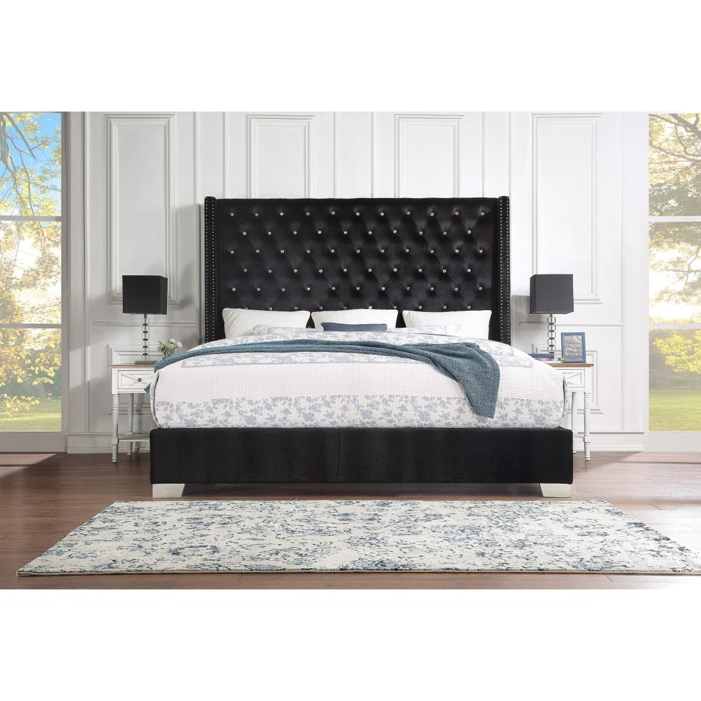 SH228BLK-1* UPHL VELVET QN BED, BLACK