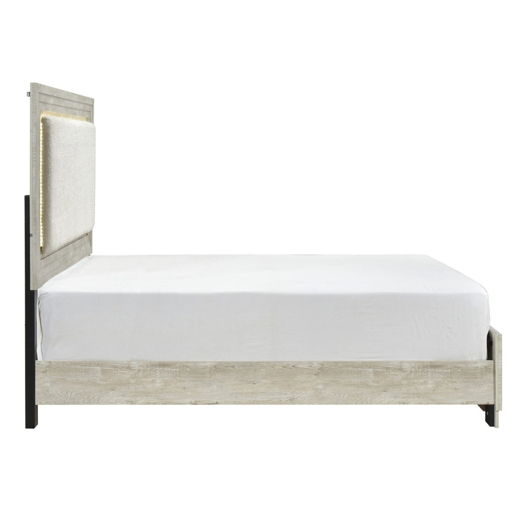 SH2319K-1EK* EK BED W/LED, ANTIQUE LIGHT GRAY