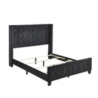 SH2618BLK-1 QUEEN BED W/ TUFTED AND W/ SPEAKER & USB/TYPE C, BLACK VELVET
