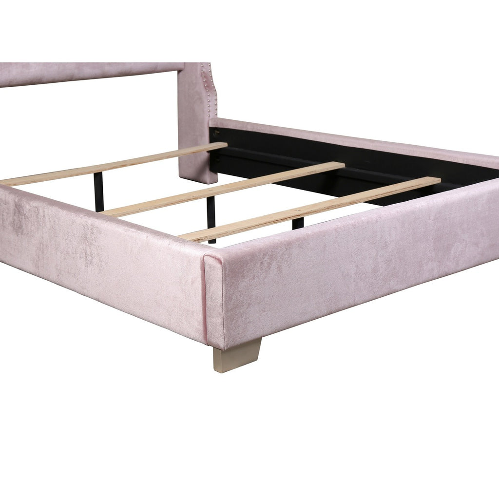 SH228KPNK-1* UPHL VELVET KING BED, PINK