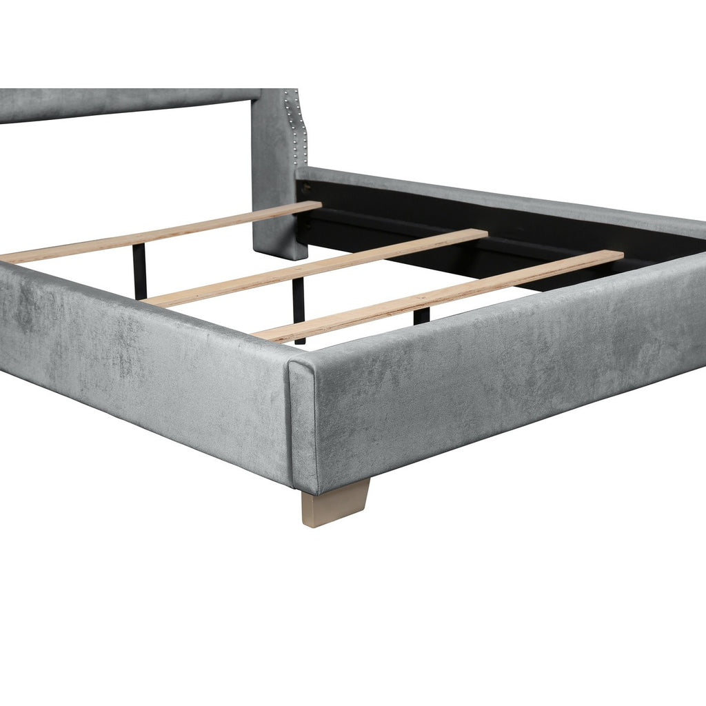 SH228KGRY-1* UPHL VELVET EK BED, GRAY