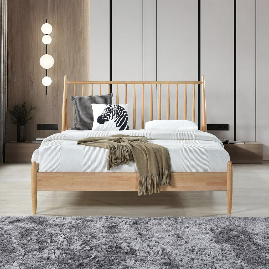 SH2225-1 QUEEN SPINDLE WOOD BED, NATURAL FINISH