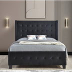 SH2618BLKK-1EK KING BED W/ TUFTED AND W/ SPEAKER & USB/TYPE C, BLACK VELVET