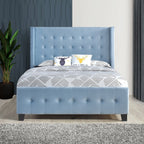 SH2618BLU-1 QUEEN BED W/ TUFTED AND W/ SPEAKER & USB/TYPE C, BLUE VELVET