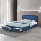 SH2711BLUK-1EK KING BED W/FB STORAGE, NAILHEAD, 8 SLATS & 6 SUPPORT LEGS, BLUE
