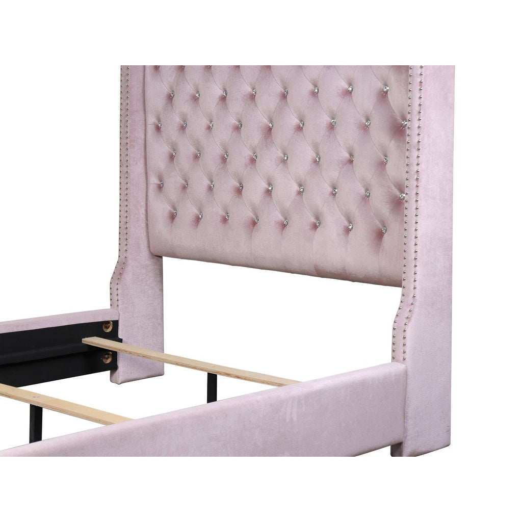 SH228PNK-1* UPHL VELVET QUEEN BED, PINK