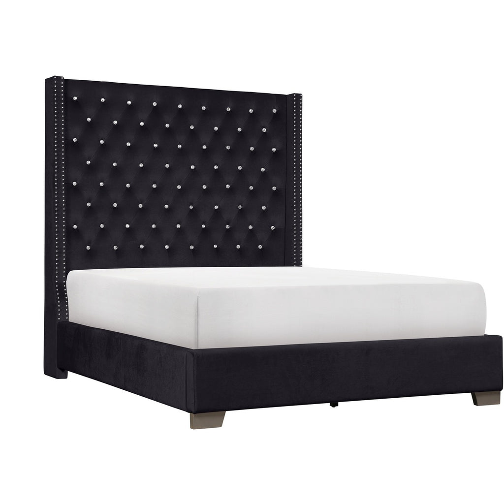SH228BLK-1* UPHL VELVET QN BED, BLACK
