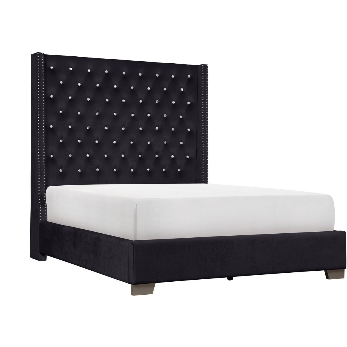 SH228BLK-1* UPHL VELVET QN BED, BLACK