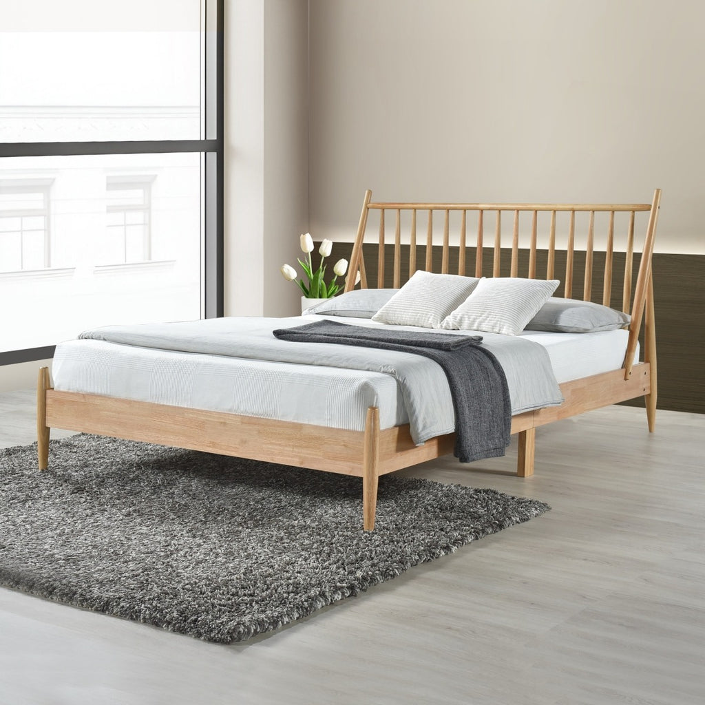 SH2225-1 QUEEN SPINDLE WOOD BED, NATURAL FINISH