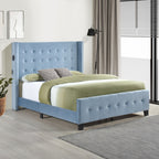 SH2618BLUK-1EK KING BED W/ TUFTED AND W/ SPEAKER & USB/TYPE C, BLUE VELVET