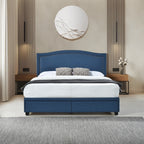 SH2711BLUK-1EK KING BED W/FB STORAGE, NAILHEAD, 8 SLATS & 6 SUPPORT LEGS, BLUE