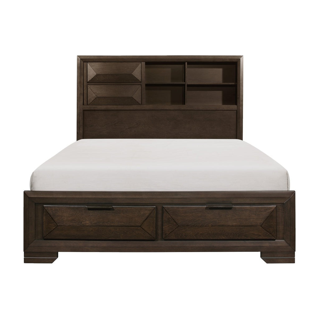 1753-1* Queen Platform Bed with Footboard Storage