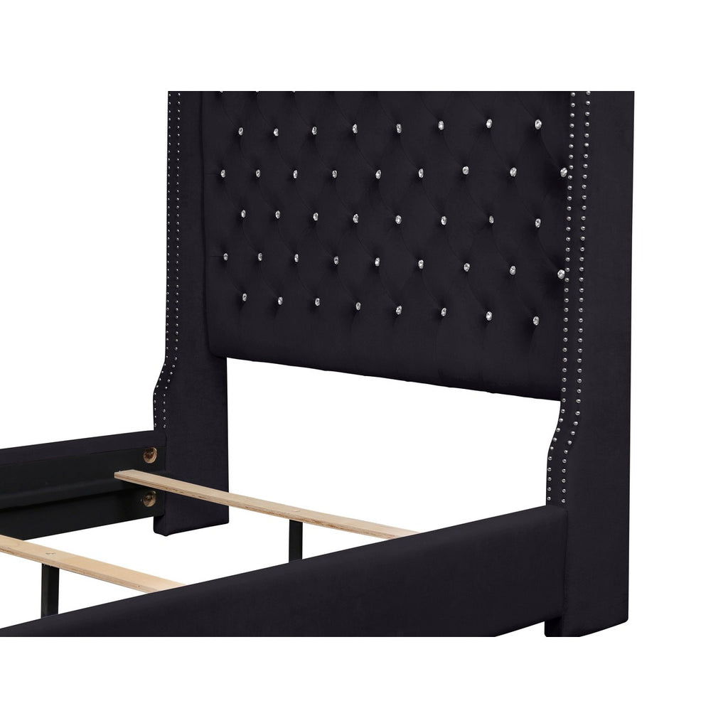 SH228BLK-1* UPHL VELVET QN BED, BLACK