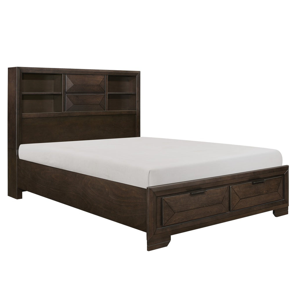 1753-1* Queen Platform Bed with Footboard Storage