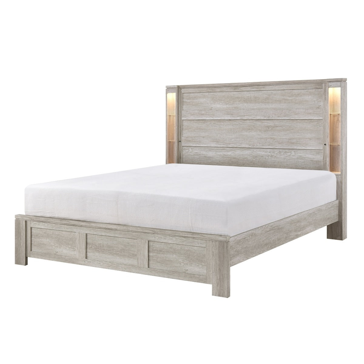SH2525-1* QUEEN BED, LED LIGHTS AND OPEN SHELVES