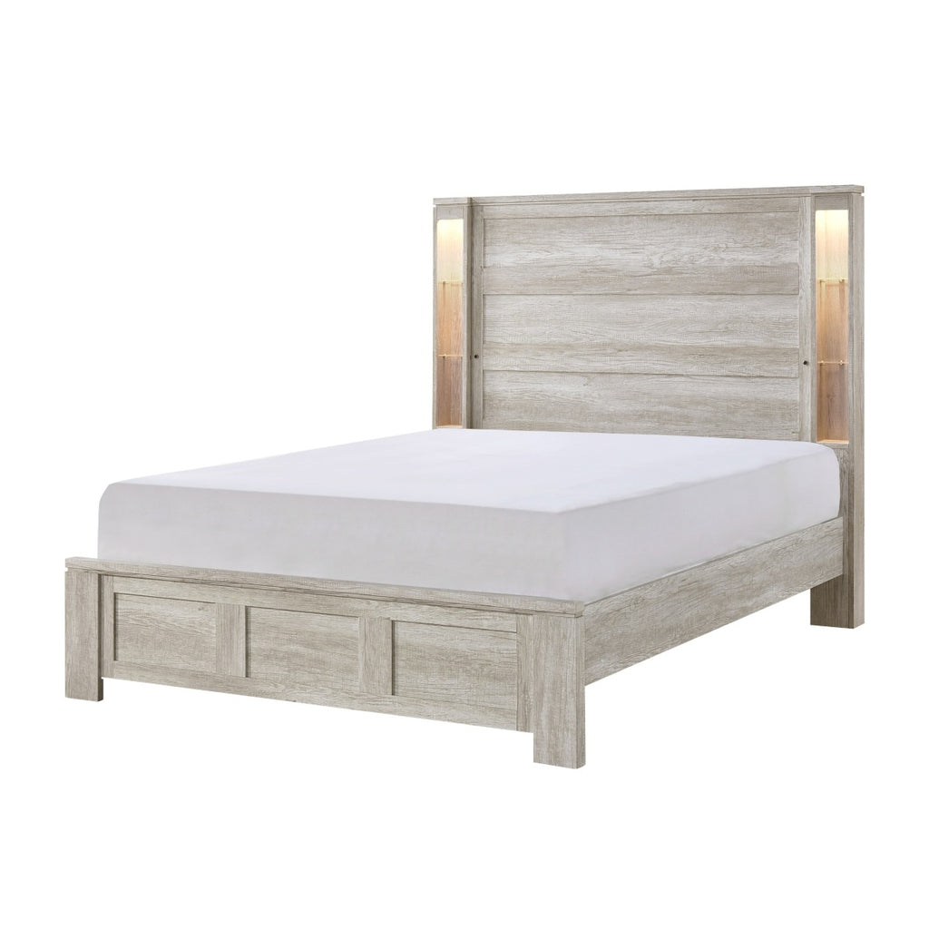 SH2525-1* QUEEN BED, LED LIGHTS AND OPEN SHELVES