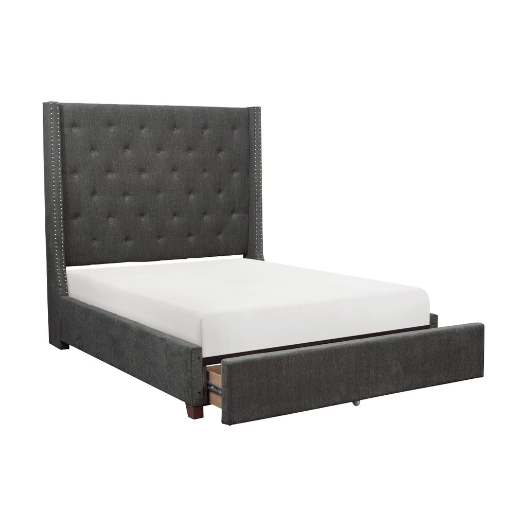 5877GY-1DW* Queen Platform Bed with Storage Footboard