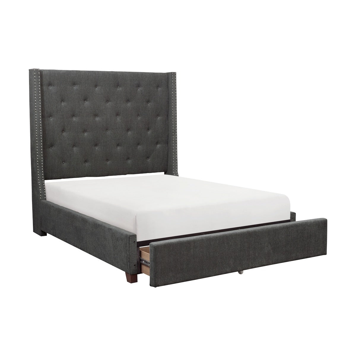 5877GY-1DW* Queen Platform Bed with Storage Footboard