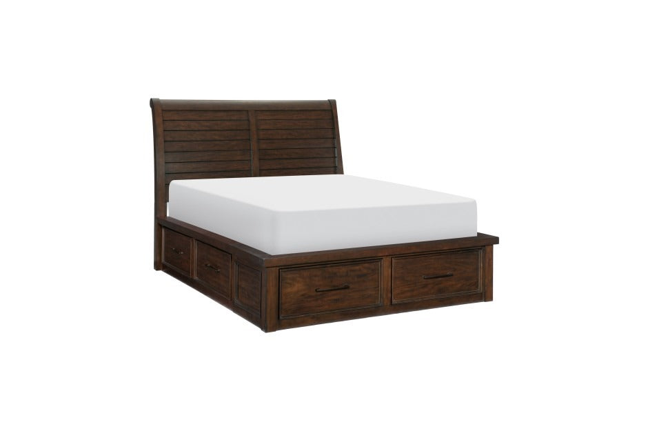 1559-1* Queen Platform Bed with Storage Footboard and Side Rails