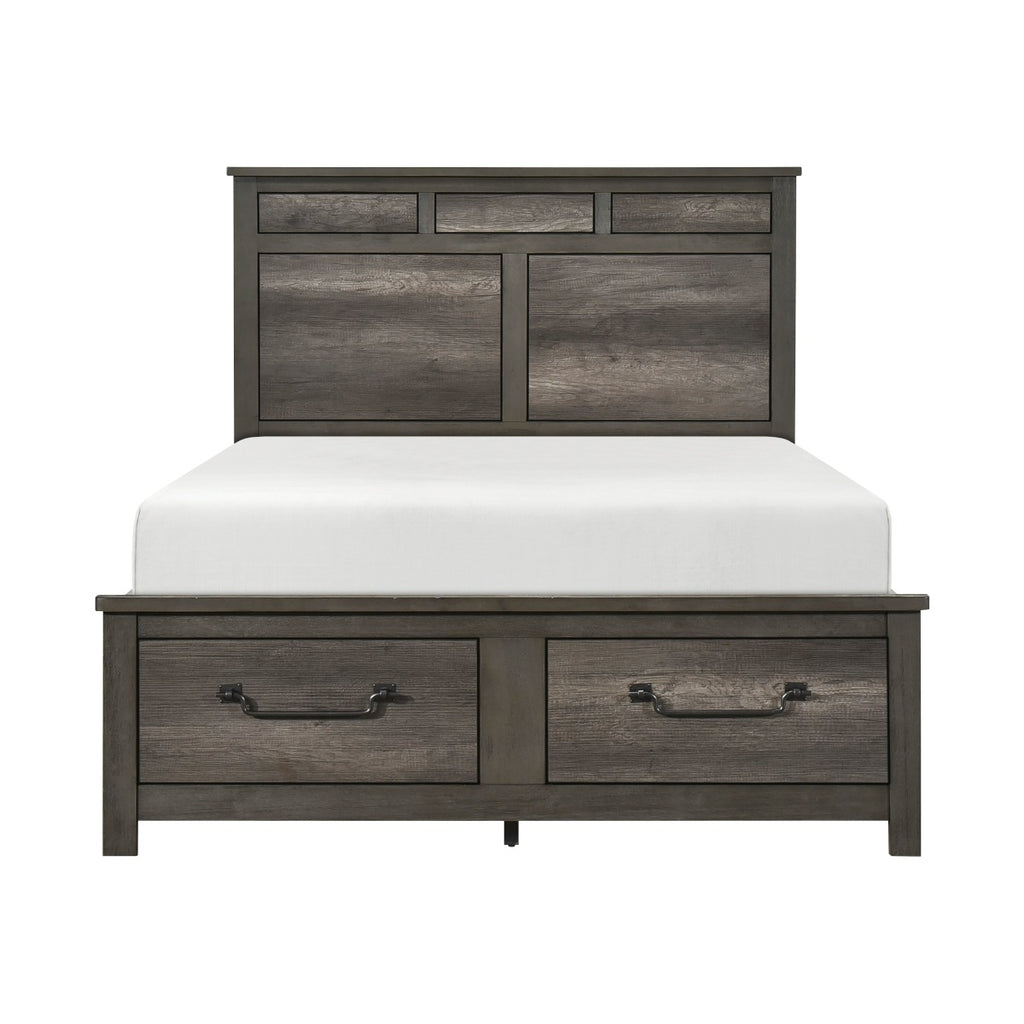 1342-1* Queen Platform Bed with Footboard Storage