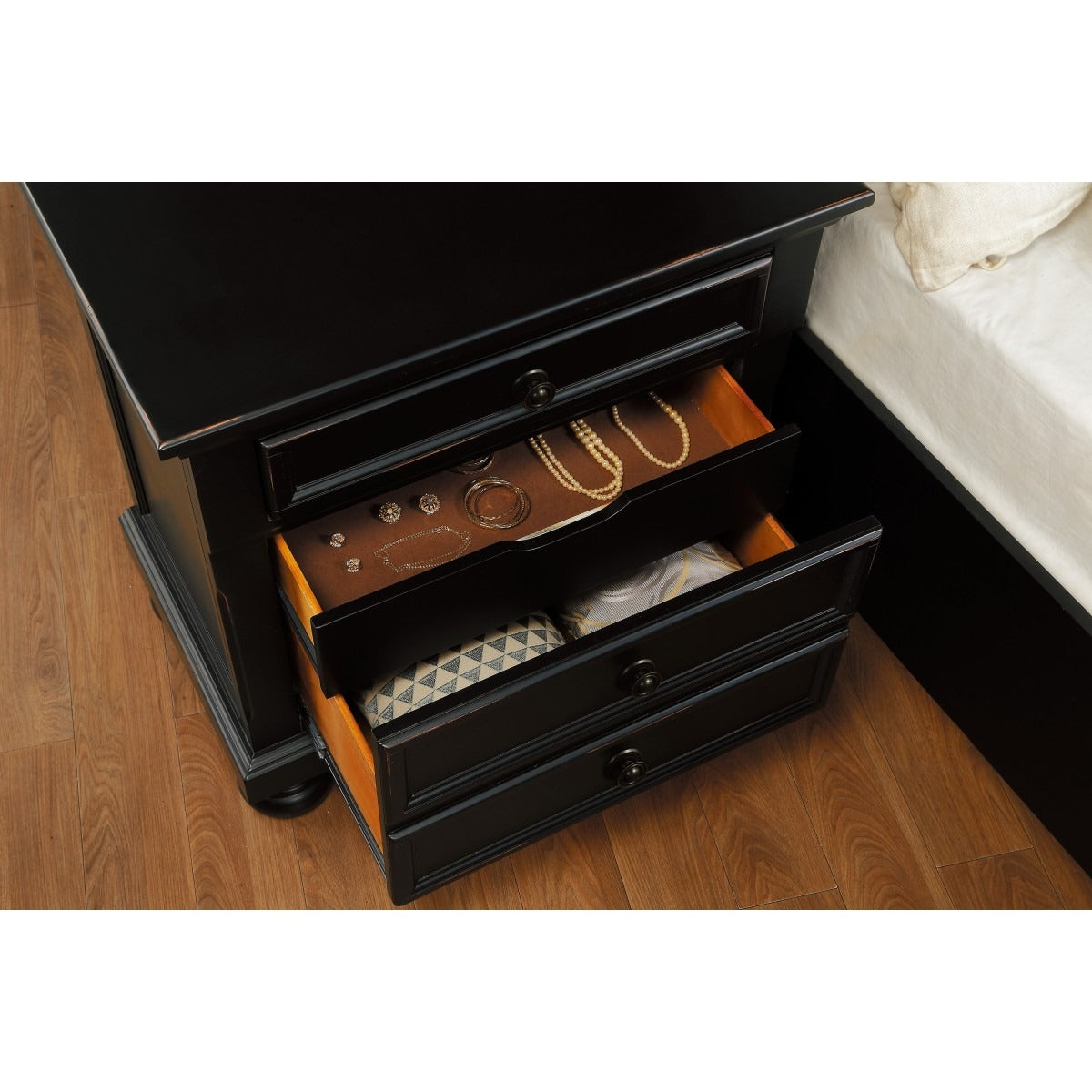 1714BK-4 Night Stand, Hidden Drawer