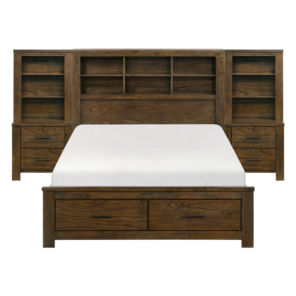 1592K-1EK*WB 5pc Set Eastern King Wall Platform Bed (EKB+2NS+2NS-P)