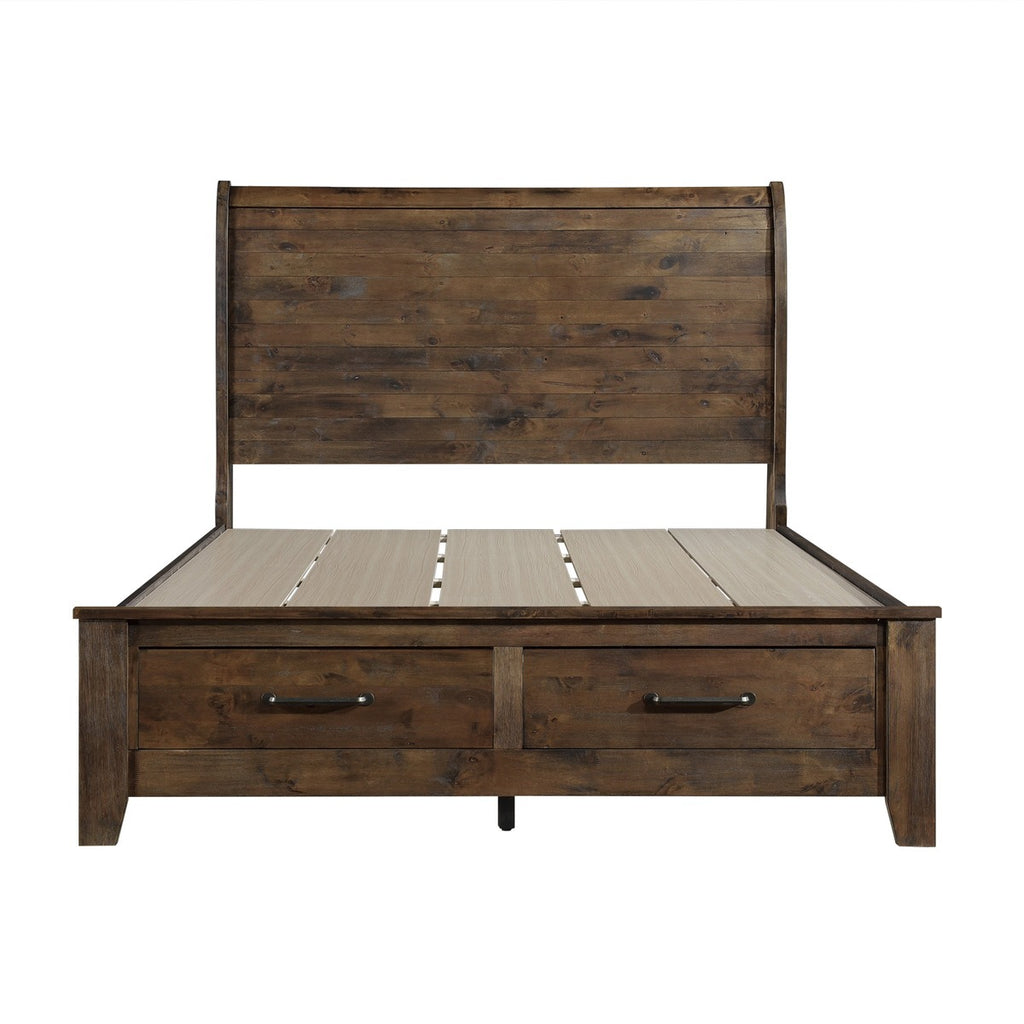 1957K-1EK* Eastern King Sleigh Platform Bed with Footboard Storage