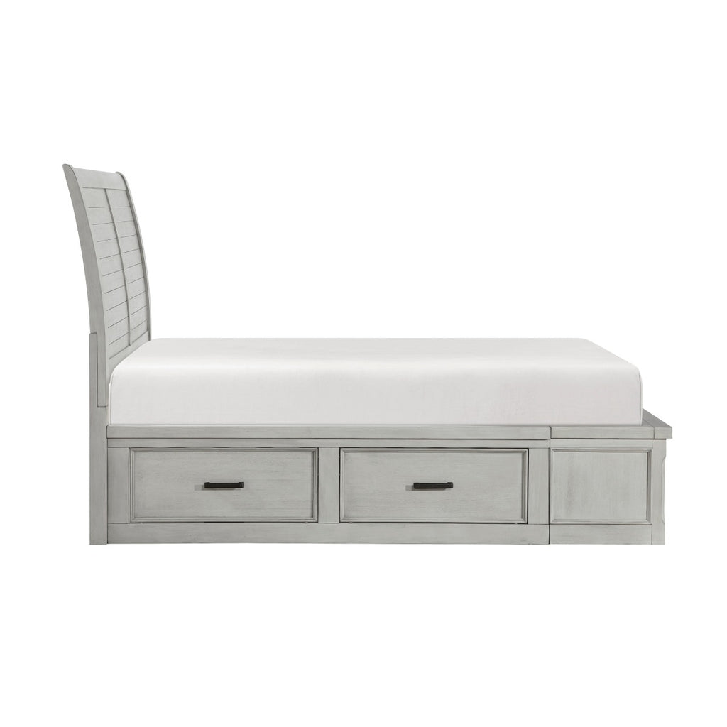 1337-1* Queen Platform Bed with Storage Footboard and Side Rails