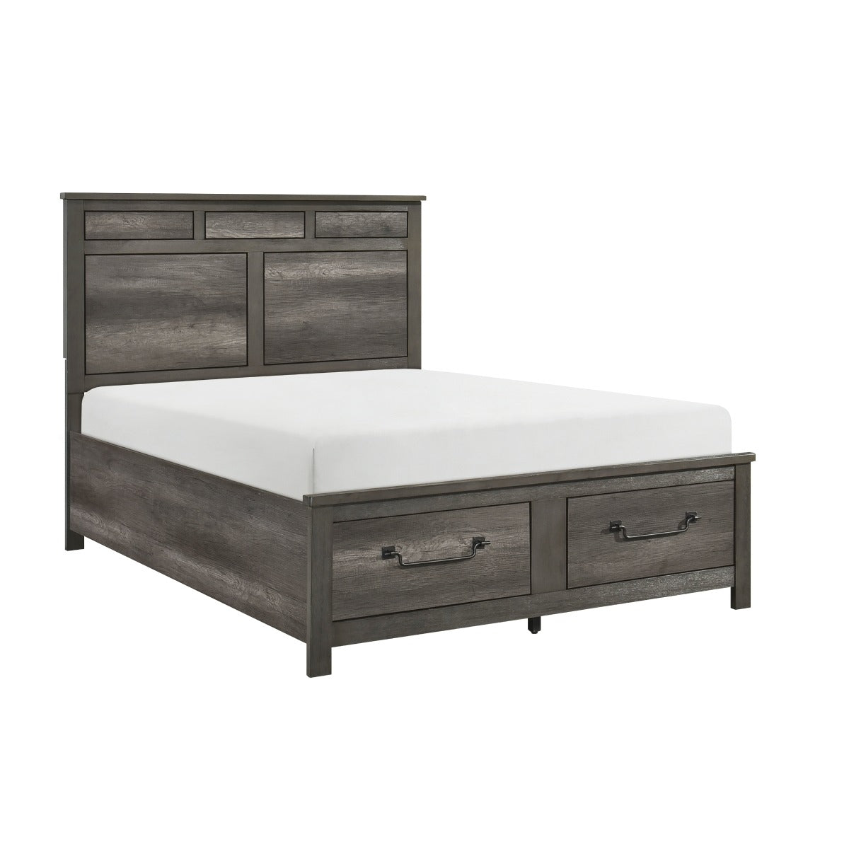 1342-1* Queen Platform Bed with Footboard Storage