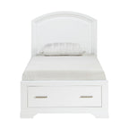 1520WHT-1* Twin Platform Bed with Footboard Storage