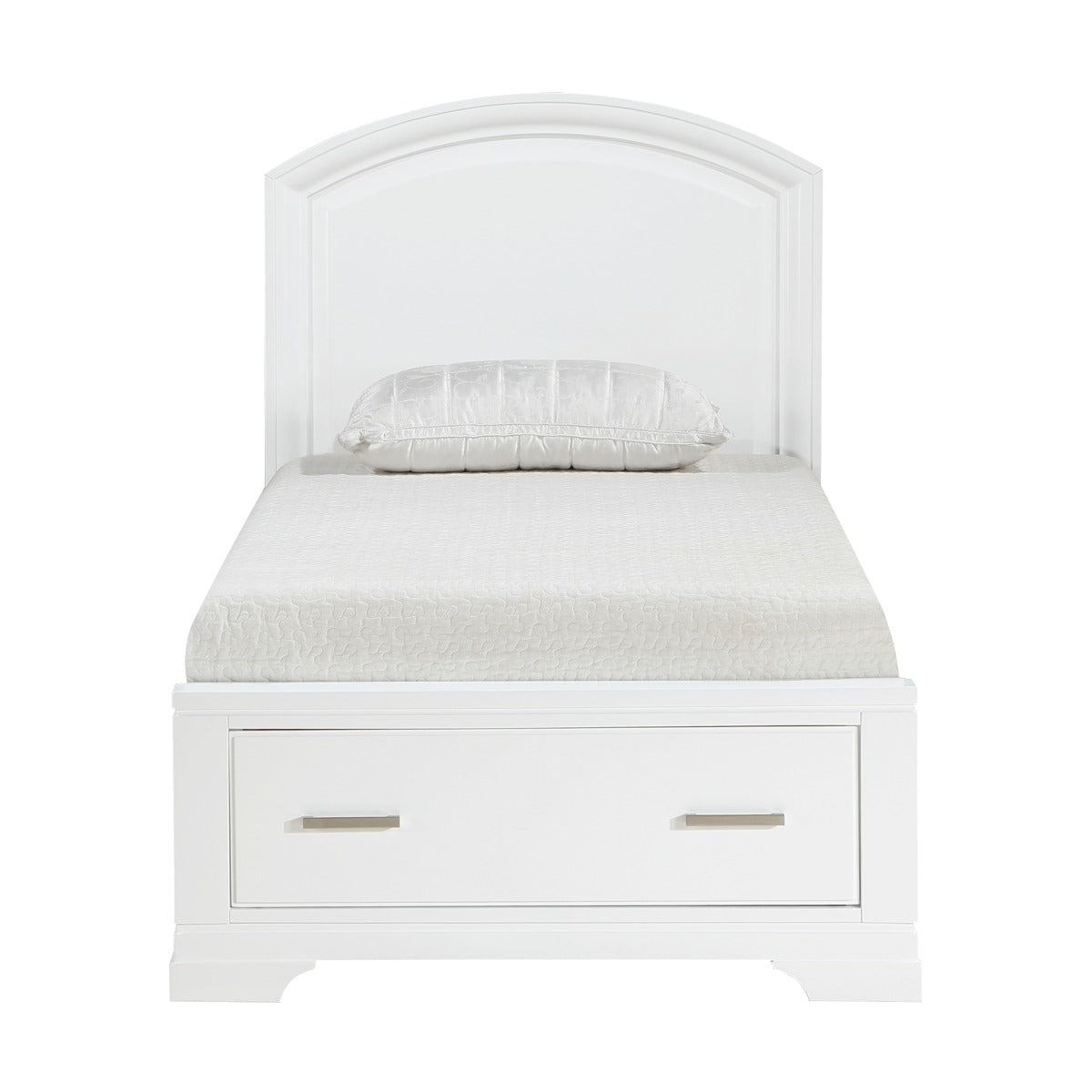 1520WHT-1* Twin Platform Bed with Footboard Storage