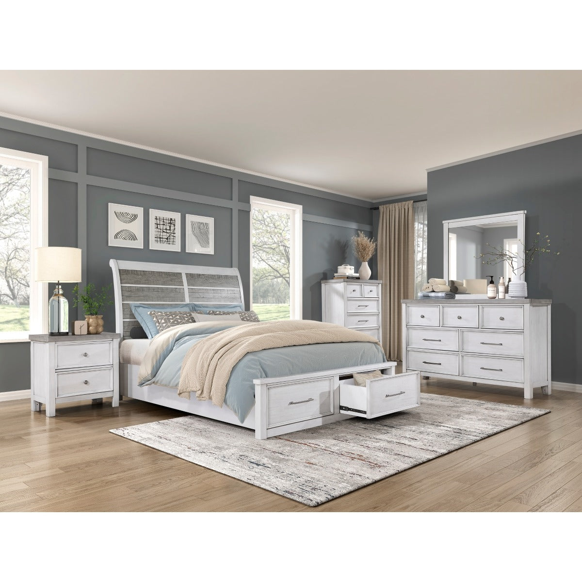 1303K-1EK* Eastern King Platform Bed with Footboard Storage