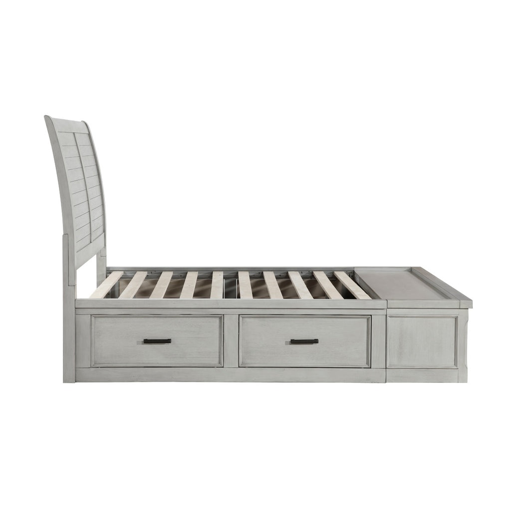 1337-1* Queen Platform Bed with Storage Footboard and Side Rails