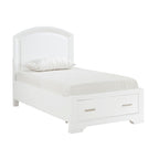 1520WHT-1* Twin Platform Bed with Footboard Storage