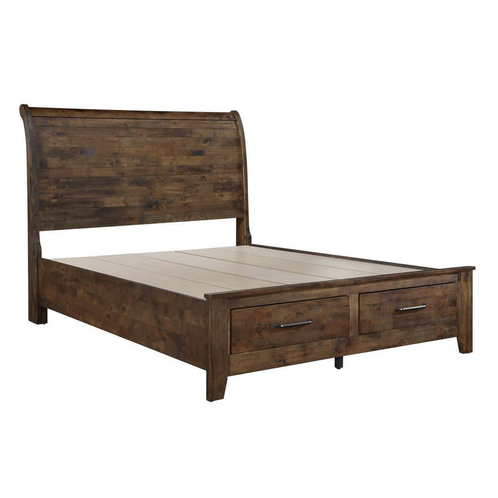 1957K-1EK* Eastern King Sleigh Platform Bed with Footboard Storage