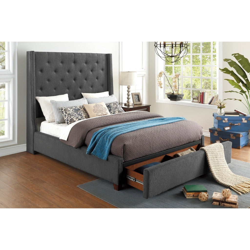 5877KGY-1EKDW* Eastern King Platform Bed with Storage Footboard