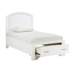 1520WHT-1* Twin Platform Bed with Footboard Storage