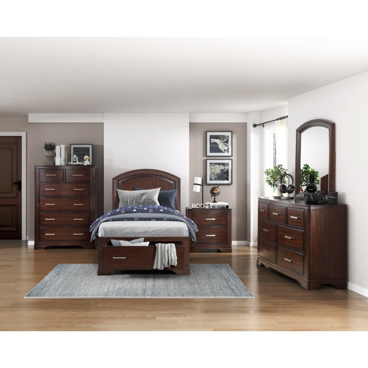 1520CHT-1* Twin Platform Bed with Footboard Storage