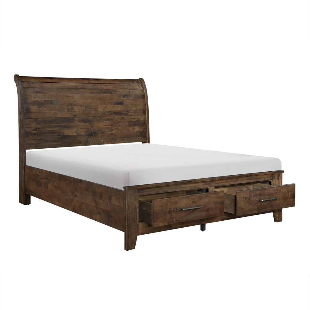 1957-1* Queen Sleigh Platform Bed with Footboard Storage